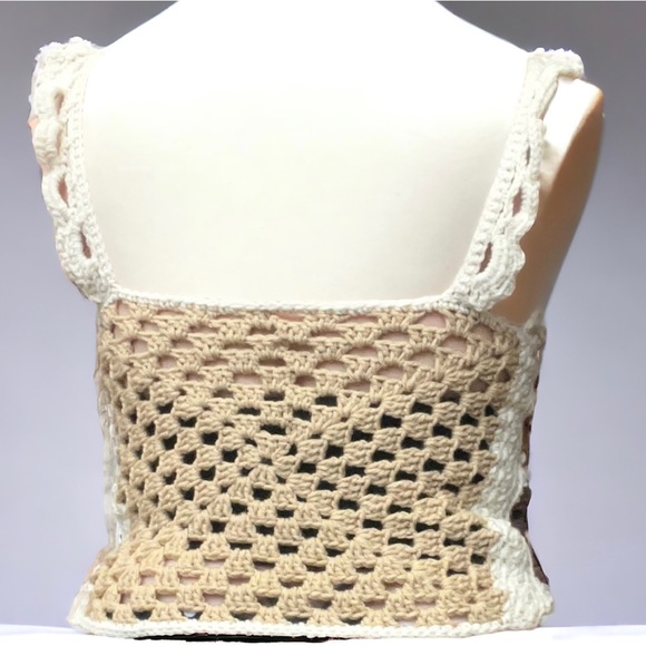 New! Handmade Crochet Ombré Browns Granny Square Top • Large - Picture 4 of 4